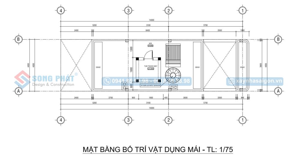 Mặt bằng bố trí vật dụng mái