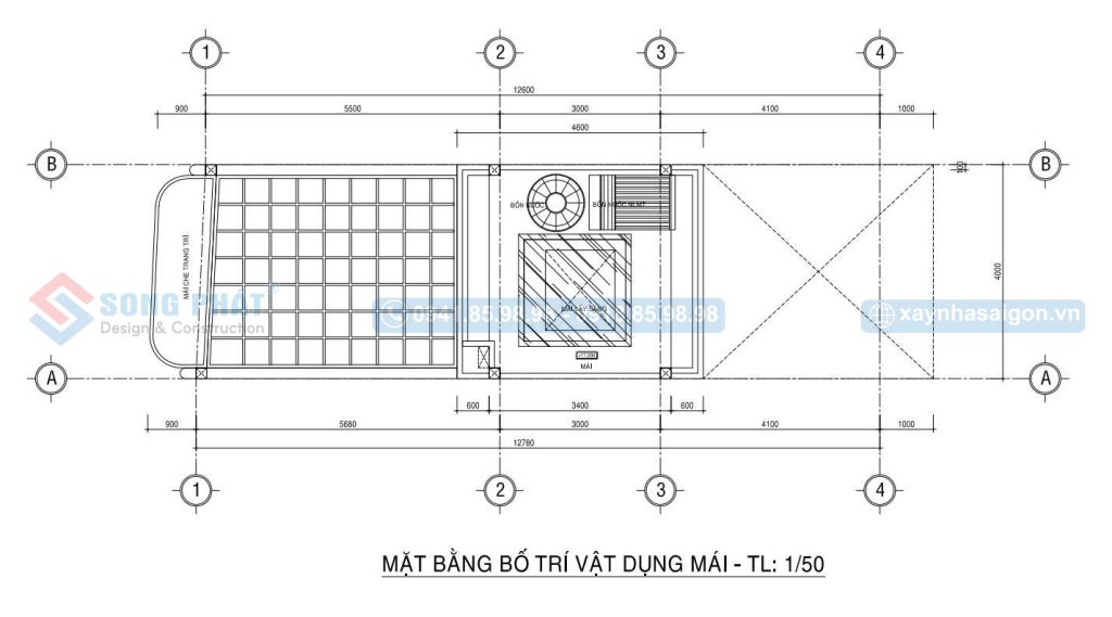 Mặt bằng bố trí vật dụng mái