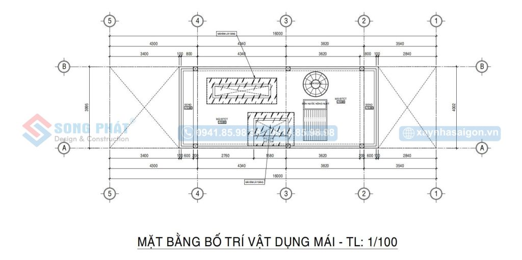 Mặt bằng bố trí vật dụng mái