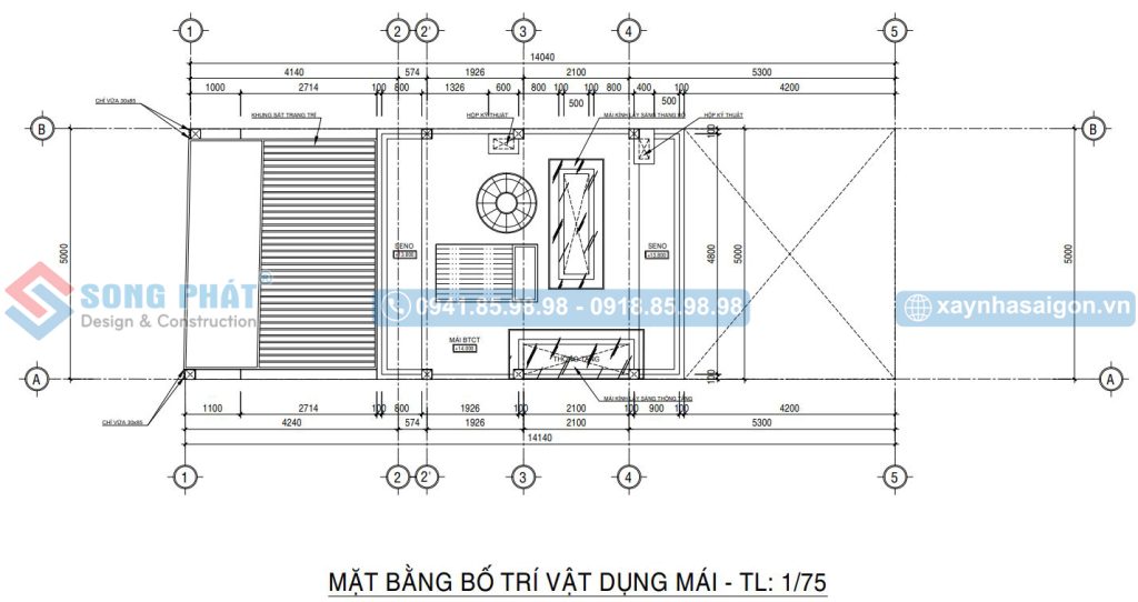 Mặt bằng bố trí vật dụng mái 