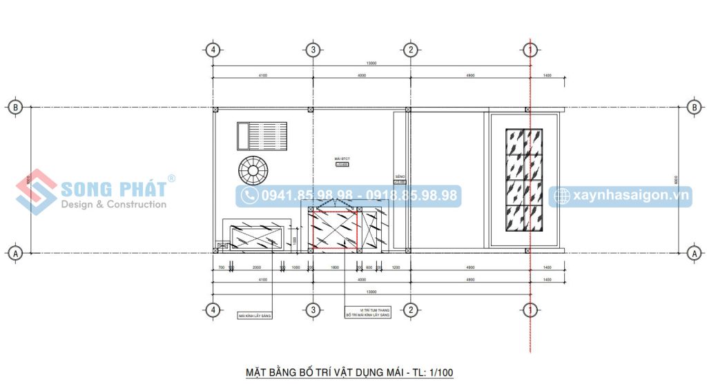 Mặt bằng bố trí vật dụng mái