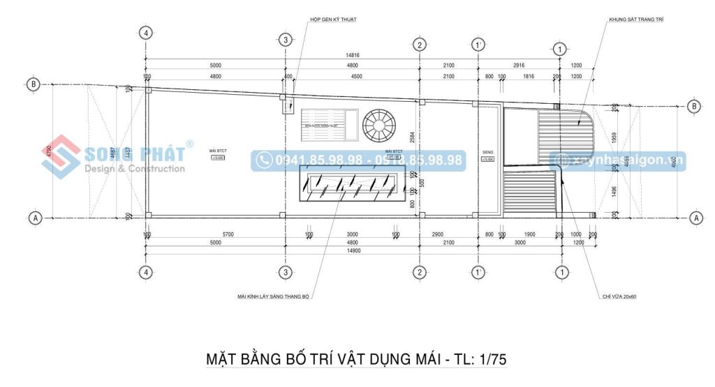 Mặt bằng bố trí vật dụng mái