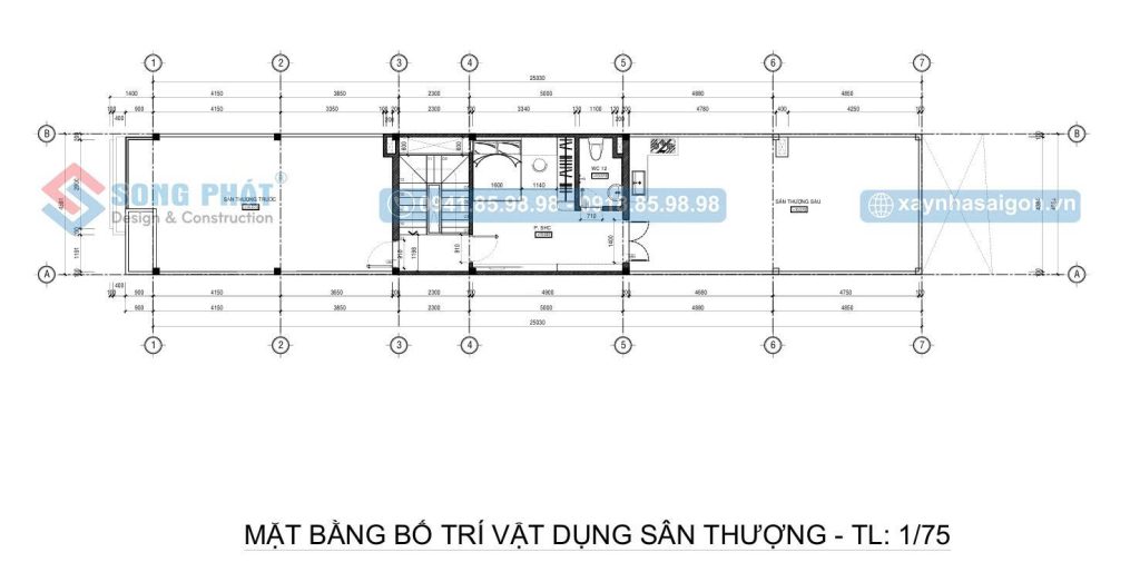 Mặt bằng bố trí vật dụng sân thượng