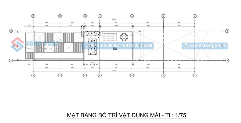 Mặt bằng bố trí vật dụng mái