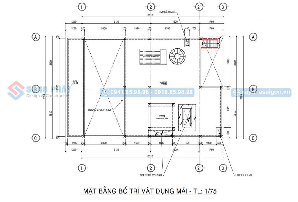 Mặt bằng bố trí vật dụng mái