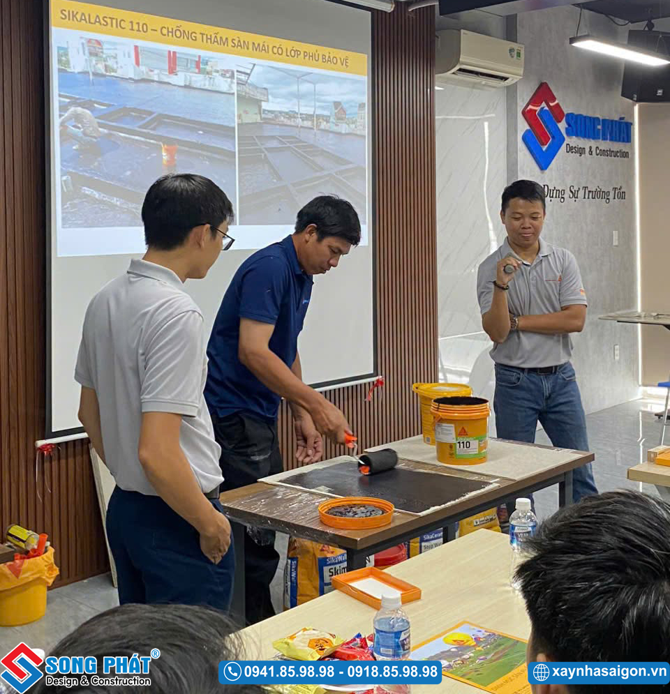 Cai Song Phát trực tiếp thực hành quy trình chống thấm.