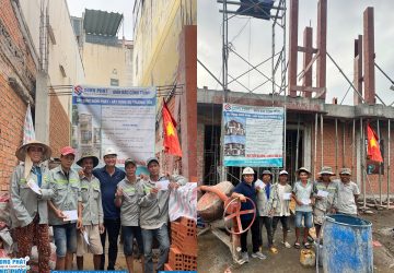 Đại diện Ban chỉ huy Song Phát gửi trao món quà Lễ Quốc khánh 2/9 đến tận tay anh em thợ.