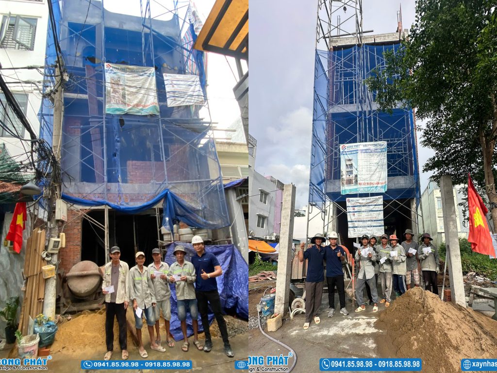 Tập thể anh em thợ tại các công trình và kỹ sư giám sát ghi lại khoảnh khắc gắn kết ấm áp dịp Lễ Quốc khánh.